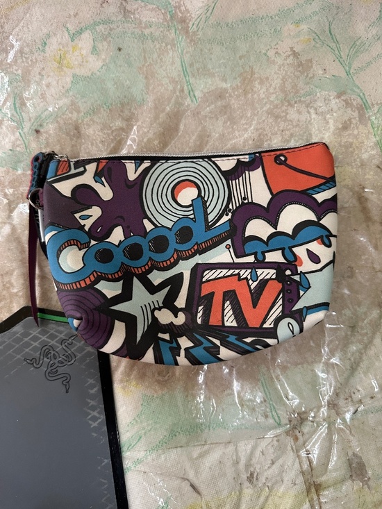 Miniso Handbags - Miniso Cool TV Graffiti Trapezoid Small Purse Cosmetic Bag PU Material